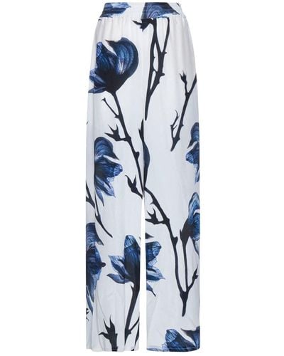 Alexander McQueen Florale Druckhosen mit weitem Bein - Blau