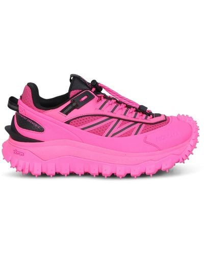 Moncler Trailgrip Neonfarbene Sneakers Aus Canvas, Mesh Und Leder - Pink