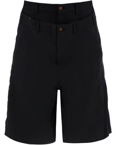 Comme des Garçons Comme des Garcons Homme más pantalones cortos de bermudas en capas - Negro