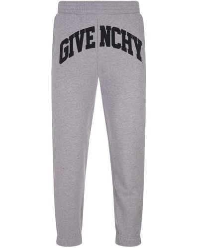 Givenchy Logotipo de algodón Pantalones de chándal - Gris