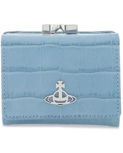 Vivienne Westwood Croc geprägte Leder -Brieftasche - Blau