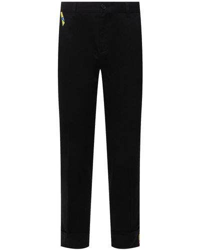 Versace Katoen Gabardine Broek - Zwart