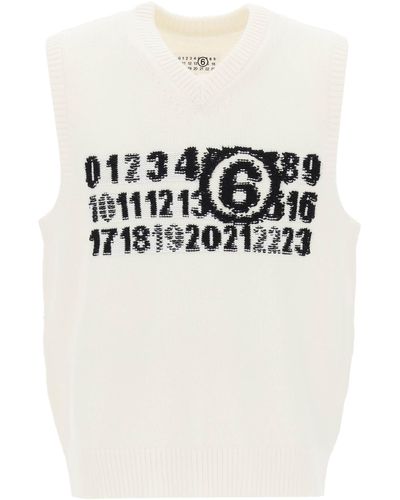 MM6 by Maison Martin Margiela Vest Met Jacquard Numeric Logo - Zwart