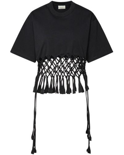 Isabel Marant 'Texana' schwarzes Baumwoll -T -Shirt