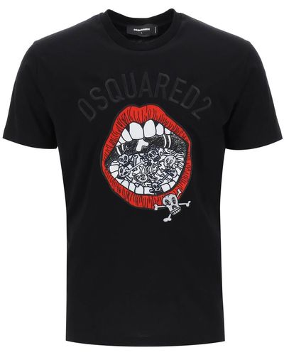 DSquared² Cool Fit Geborduurd T-shirt - Zwart
