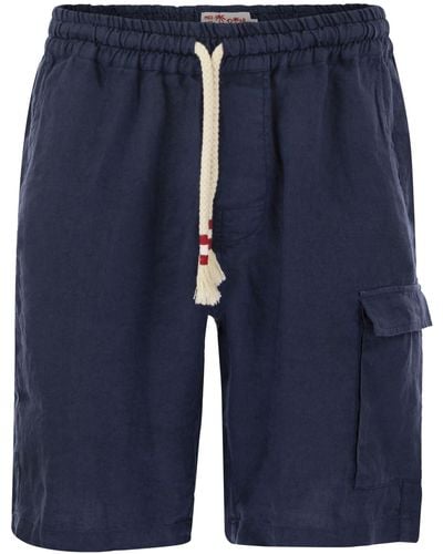 Mc2 Saint Barth Marsella de lino Bermudas pantalones cortos - Azul