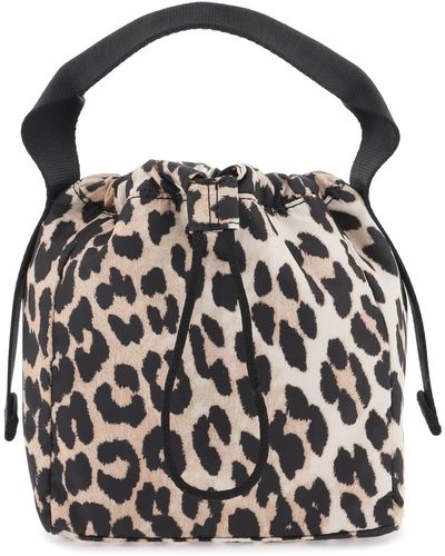 Ganni Leopard Tech Handbag - Negro