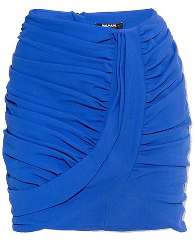 Balmain Mini Draped Skirt - Blue