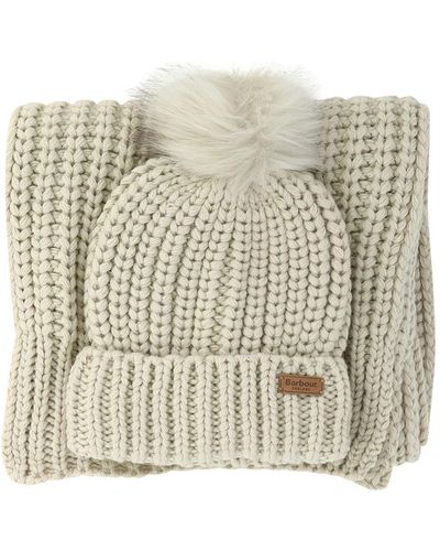 Barbour Saltburn Beanie And Scarf Set - Natural