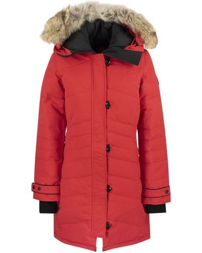 Canada Goose Parka Lorette de avec capuche et manteau de fourrure - Rouge