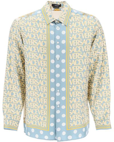 Versace Leinenhemd mit Allover-Print - Grün