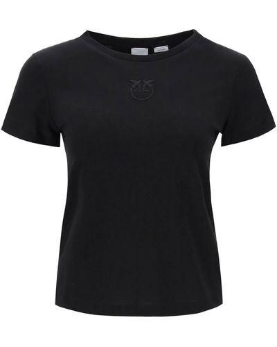 Pinko Geborduurd Effect Logo T -shirt - Zwart