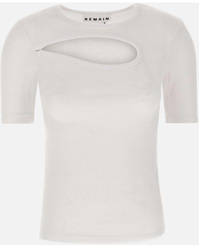 Remain Weißes Cut-Out-Baumwoll-Jersey-T-Shirt