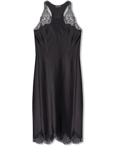 Balenciaga Satin Strappy Midi Dress - Noir