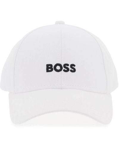 BOSS Tap de béisbol de jefe con logotipo bordado - Blanco