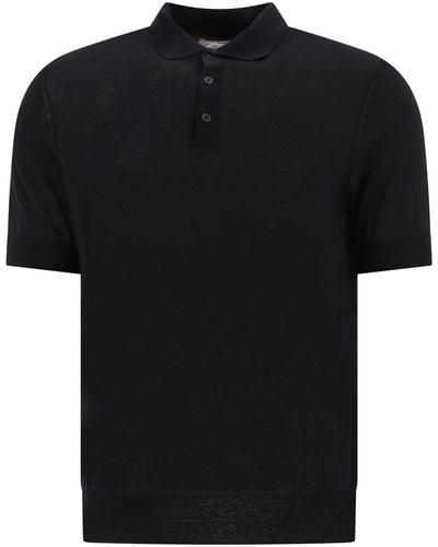 Brunello Cucinelli Polo -Hemd in Baumwoll- und Leinenmischung - Schwarz