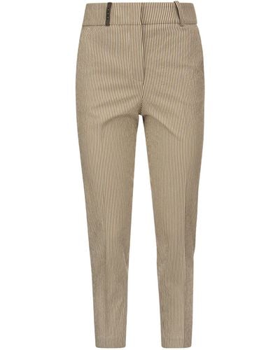 Peserico Pantalon à techno en coton extensible à fines rayures - Neutre