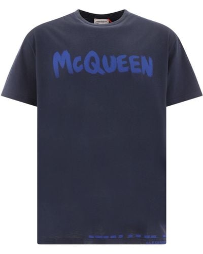 Alexander McQueen Alexander Mc Königin Mc Königin Graffiti T -shirt - Blauw