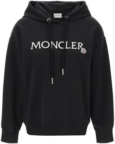 Moncler Hooded Sweatshirt Met Geborduurd Logo - Zwart