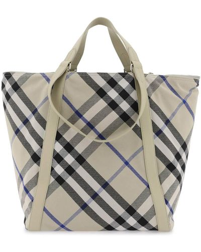Burberry Ered Checkered Tote - Gray