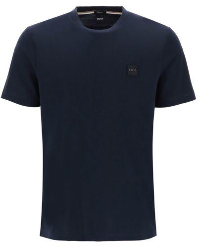 BOSS Tiburt T Shirt with Logotipo Patch - Azul