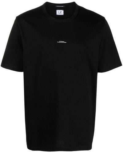 CP COMPANY METROPOLIS Logo Cotton T Shirt - Black