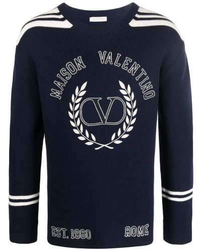 Valentino Logo-Pullover aus Wolle - Blau