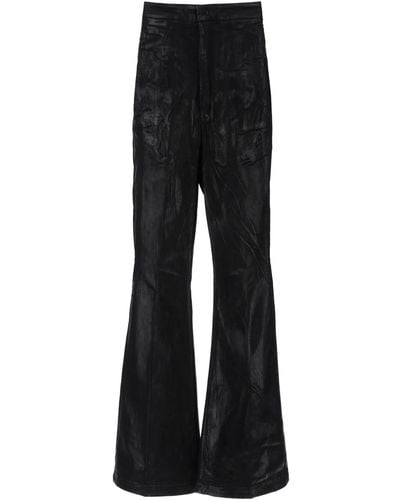 Rick Owens Bootcut Jeans Met Metalen Coating, Geïnspireerd Door - Zwart