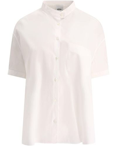 Aspesi Shirt Met Mandarijnkraag - Wit