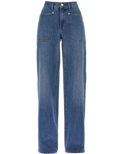 Tory Burch High Tailed Cargo Style Jeans In - Blauw