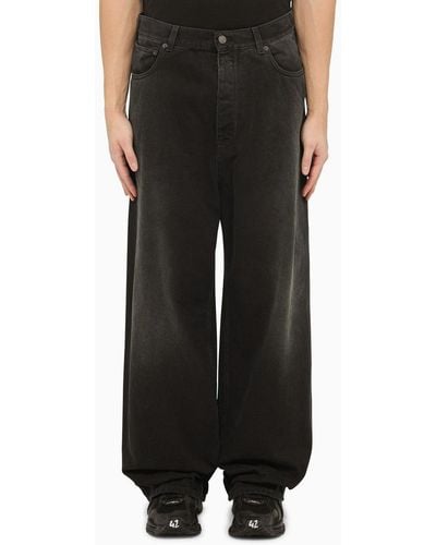 Balenciaga Denim Baggy Pants With Size Stickers - Black