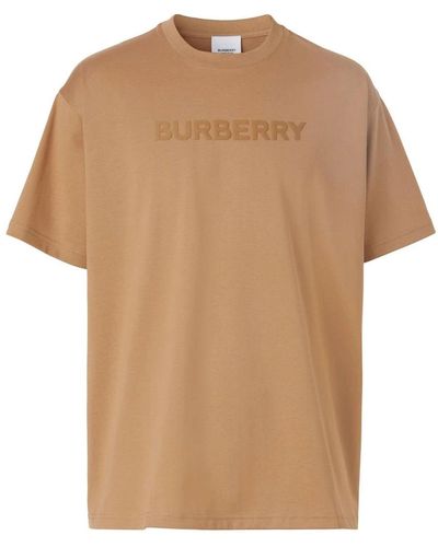 Burberry T-shirt Met Logoprint - Naturel