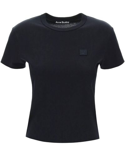 Acne Studios Crew Neck T Shirt With Logo Patch - Black