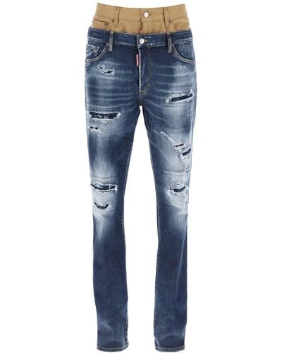 DSquared² Skinny Twin Pack Jeans Met Medium Gescheurde Wassing - Blauw