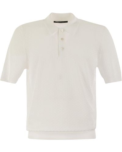 Tagliatore Polo en coton tricot-tricot - Blanc