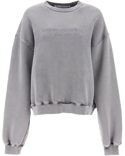 Alexander Wang Sweatshirt With Raised Logo - Gray