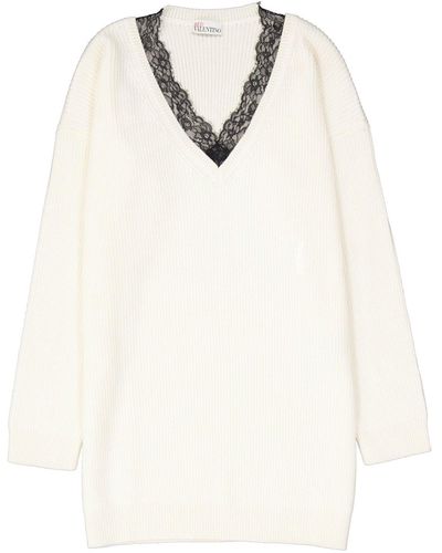 RED Valentino Pull en laine rouge - Blanc