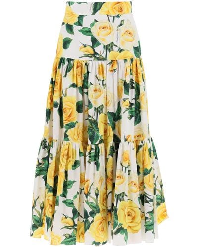 Dolce & Gabbana "Longue jupe avec des détails à volants et rose jaune