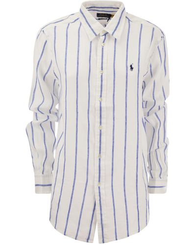 Polo Ralph Lauren Relaxed-Fit Linen Striped Shirt - White