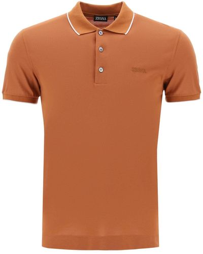 Zegna Slim Fit Poloshirt In Stretch Katoen - Oranje