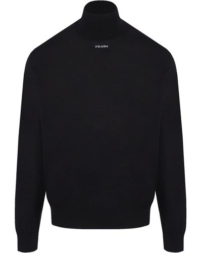 Prada Suéter de logotipo de lana - Negro