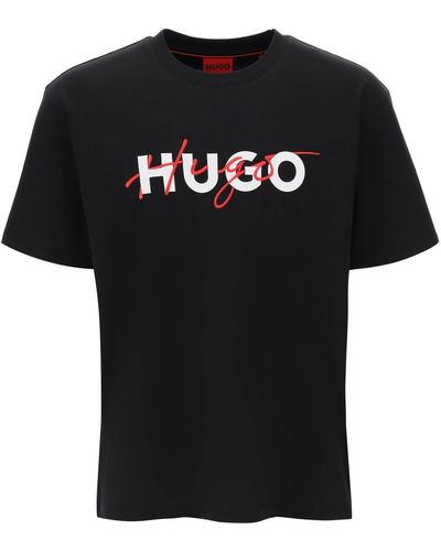 HUGO Dakaishi Doppel -Logo T -Shirt - Negro