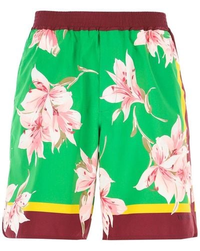 Valentino Blumen bedruckte Bermuda -Shorts - Grün