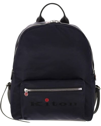 Kiton Zaino con logo - Blu