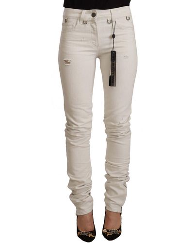Karl Lagerfeld Witte Slimfit Jeans Van Katoendenim Met Halfhoge Taille - Zwart