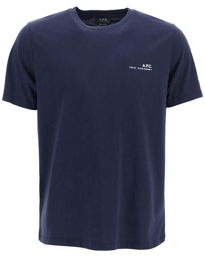 A.P.C. Artikel 001 Logo Druck T -Shirt - Bleu