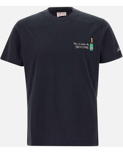 Mc2 Saint Barth Portofino Schwarzes Baumwoll-T-Shirt Männer - Blau