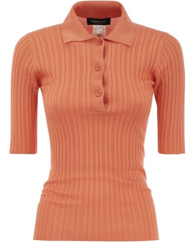 Fabiana Filippi Silk and Cotton Blend Polo camisa - Naranja