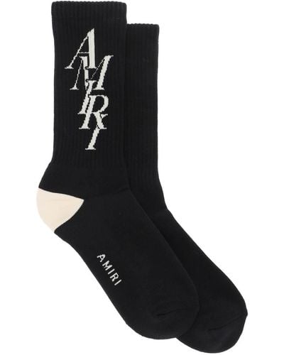 Amiri Calcetines de logotipo de la pila - Negro