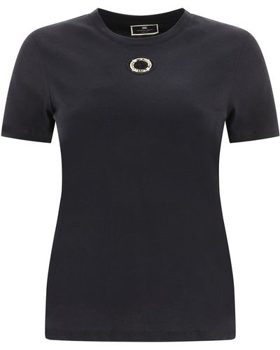 Elisabetta Franchi T -Shirt mit Metalldetails - Noir
